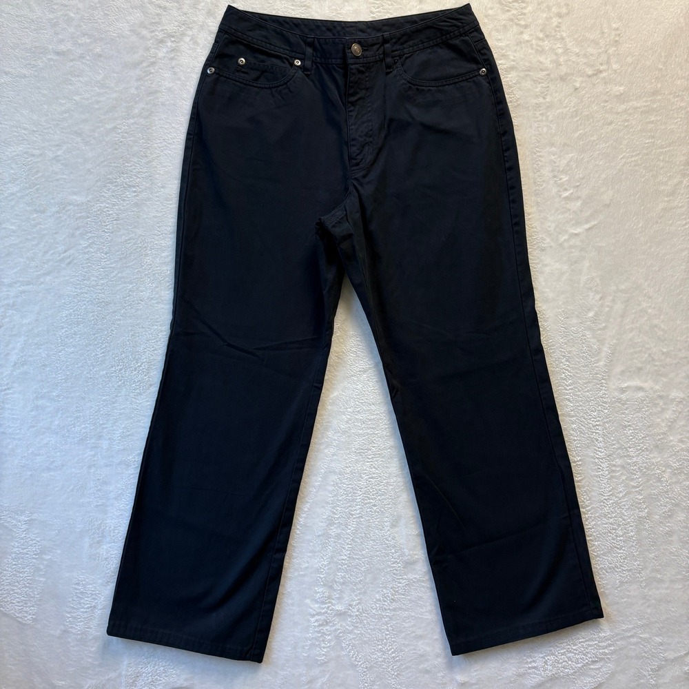 Vintage Talbots Pants Women Sz 8 Petite Black Cotton Blend Straight Leg Casual
